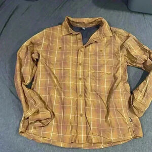 REI Shirt Mens Medium Vented Fishing Outdoor Wear Brown Button Bluesign